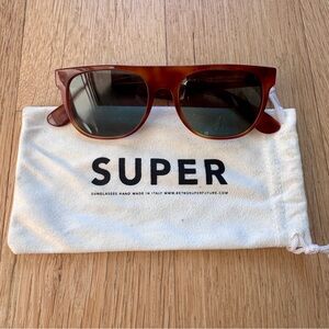 RetroSuperFuture Flat Top sunglasses. Light tortoise brown/amber frame.